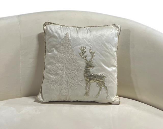 Ivory & Gold Reindeer Pillow