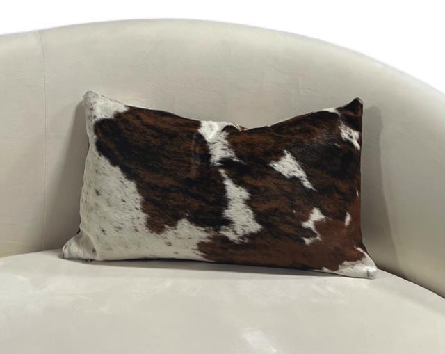 Brown & White Faux Cowhide Pillow LONG